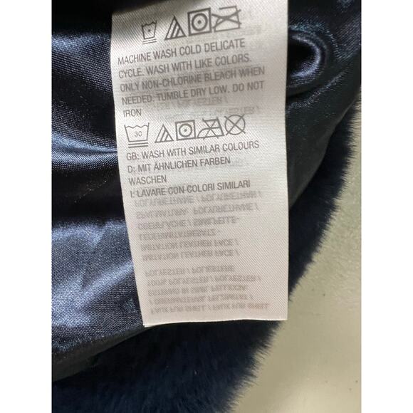 QVC Dennis Basso Regular Pelted Faux Fur Jacket w/ Stand Collar NAVY NWOT SIZE L - Picture 6 of 8